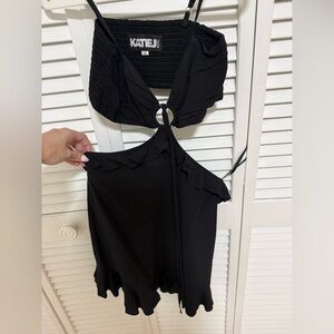 Katie J NYC Black Ruffle Dress